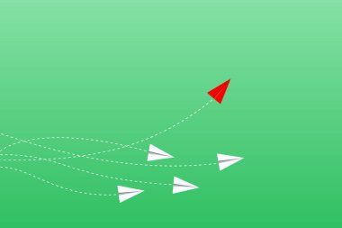 Farklı bir kavram düşün. Bir uçak yön değiştiriyor. Yeni fikir, değişim, eğilim, cesaret, yaratıcı çözüm, yenilik ve benzersiz konsept.