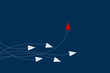 Farklı bir kavram düşün. Bir uçak yön değiştiriyor. Yeni fikir, değişim, eğilim, cesaret, yaratıcı çözüm, yenilik ve benzersiz konsept.