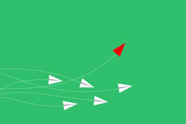 Farklı bir kavram düşün. Bir uçak yön değiştiriyor. Yeni fikir, değişim, eğilim, cesaret, yaratıcı çözüm, yenilik ve benzersiz konsept.