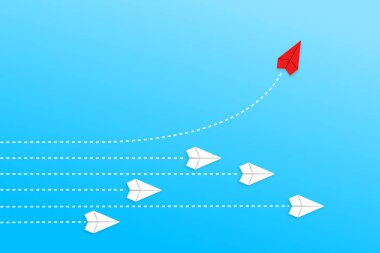 Farklı bir kavram düşün. Bir uçak yön değiştiriyor. Yeni fikir, değişim, eğilim, cesaret, yaratıcı çözüm, yenilik ve benzersiz konsept.