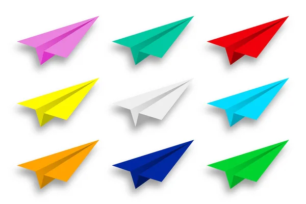Разноцветные Бумажные Самолёты — стоковый вектор