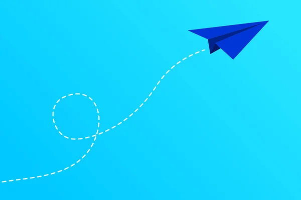 Летит Голубой Бумажный Самолет Конфеты Путь Вперед Уникальный Инновации Стартап — стоковый вектор