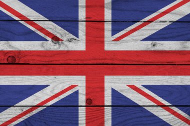 Büyük Britanya bayrağı ahşap arka planda