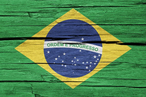 Brasil Grunge Bayrağı Ahşap Döşeme Dokusu — Stok fotoğraf