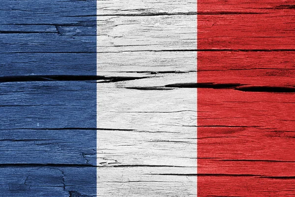 French Flag Cracked Wood Background — Stock Photo, Image