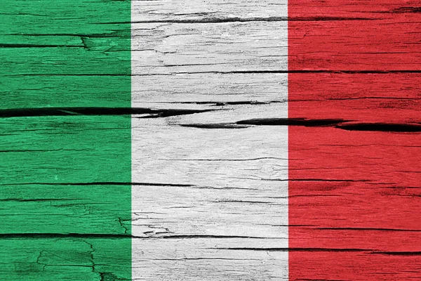 Bandiera Italiana Fondo Legno Incrinato — Foto Stock