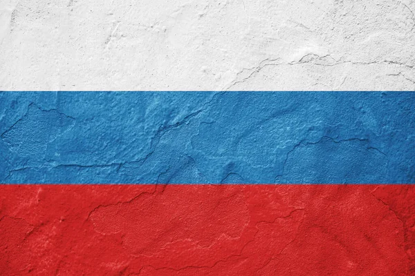 セメント石膏の背景にロシア国旗 — ストック写真