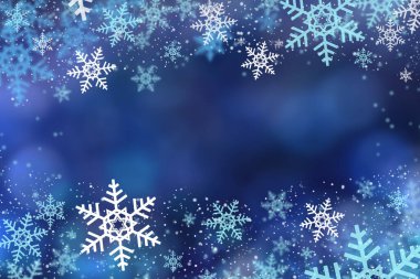Kar taneli mavi Noel kartı arka planı