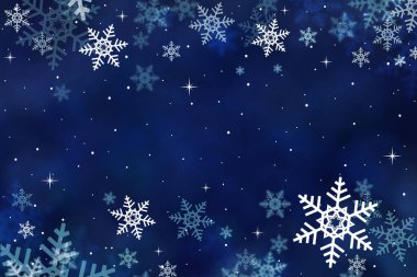 Kar taneli mavi Noel kartı arka planı