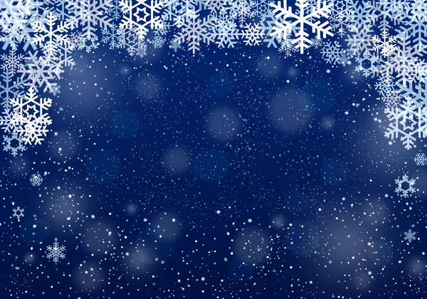 Azul Natal Cartão Inverno Fundo Com Flocos Neve — Fotografia de Stock