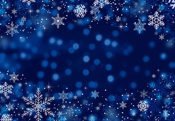 Blu Natale Sfondo Carta Invernale Con Fiocchi Neve — Foto Stock