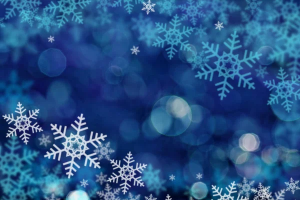 Blu Natale Sfondo Carta Invernale Con Fiocchi Neve — Foto Stock