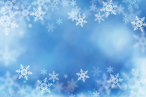 蓝色圣诞卡背景 星光闪烁 雪花飘扬 — 图库照片