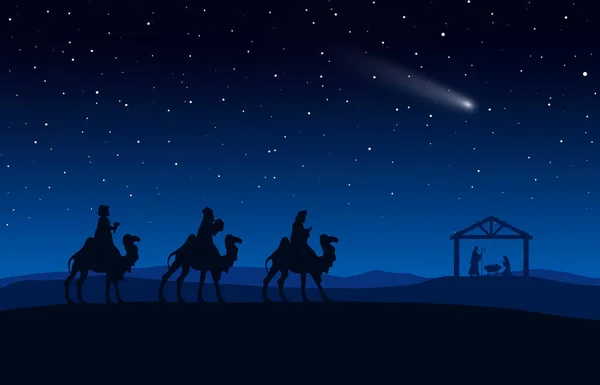 Blue Christmas Nativity Scene Background — Stock Photo, Image