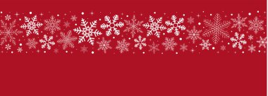 Kar taneleriyle kırmızı Noel kış kartı pankartı arka planı