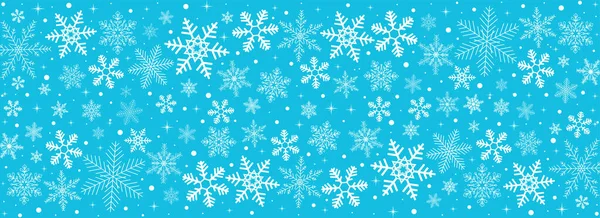 Fond Bleu Bannière Carte Hiver Noël Avec Flocons Neige — Image vectorielle