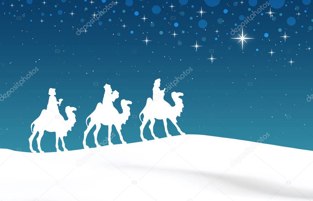 Blue Christmas Nativity scene background