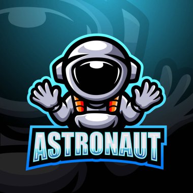 Astronot maskot esport logo tasarımının vektör illüstrasyonu