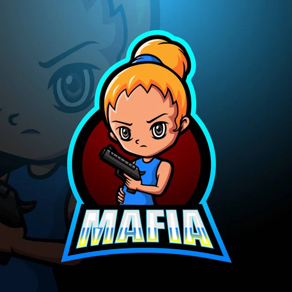 Vector Illustration Mafia Girl Mascot Esport Logo Design — 스톡 벡터