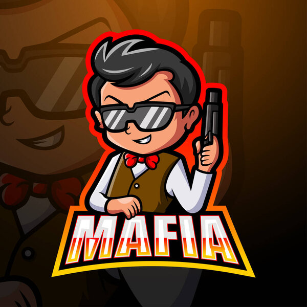 Vector illustration of  Mafia mascot esport logo design