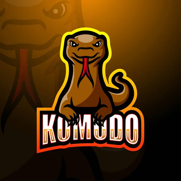 Εικονογράφηση Διάνυσμα Του Σχεδιασμού Λογότυπο Esport Μασκότ Komodo — Διανυσματικό Αρχείο