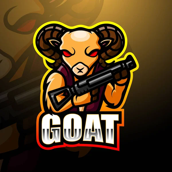 Векторная Иллюстрация Дизайна Логотипа Талисмана Goat Gunner Esport — стоковый вектор