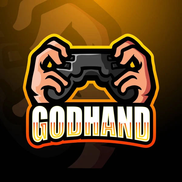 Ilustración Vectorial Del Diseño Del Logotipo Godhand Mascot Esport — Vector de stock