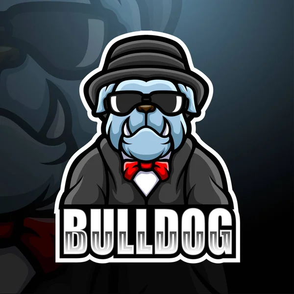 Illustrazione Vettoriale Del Disegno Del Logo Della Mascotte Bulldog Esport — Vettoriale Stock