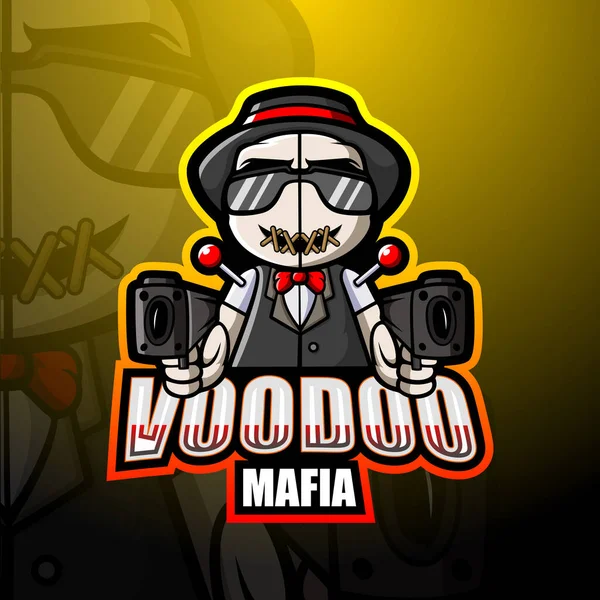 Ilustração Vetorial Máfia Voodoo Mascote Esport Logotipo Design —  Vetores de Stock