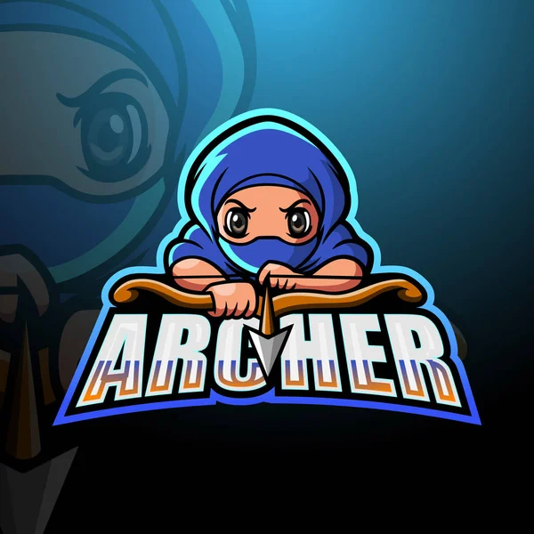 Vector Illustration Archer Mascot Esport Logo Design — Wektor stockowy