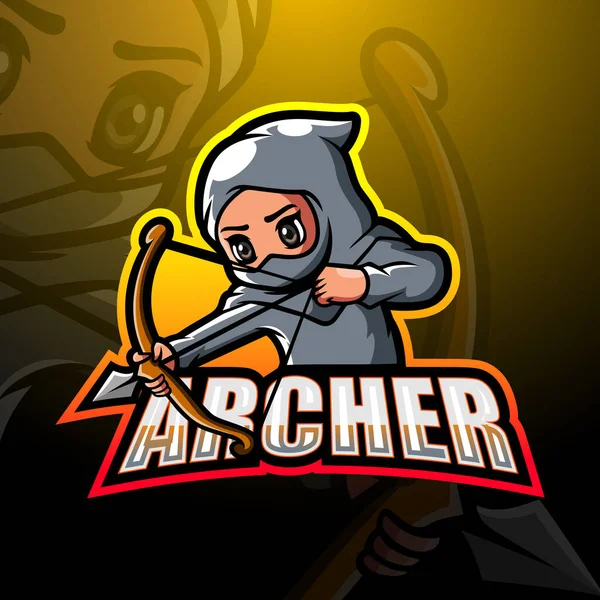 Illustration Vectorielle Mascotte Archer Esport Logo Design — Image vectorielle