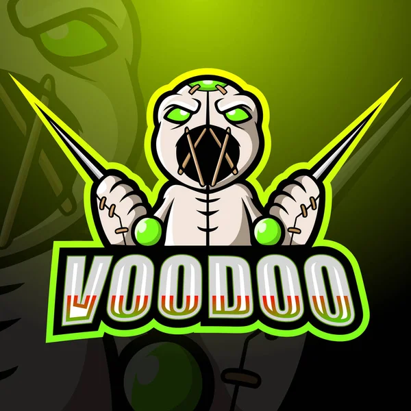 Voodoo Maskot Esport Logo Tasarımının Vektör Illüstrasyonu — Stok Vektör