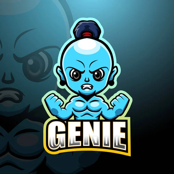 Vektor Illustration Genie Maskot Esport Logotyp Design — Stock vektor