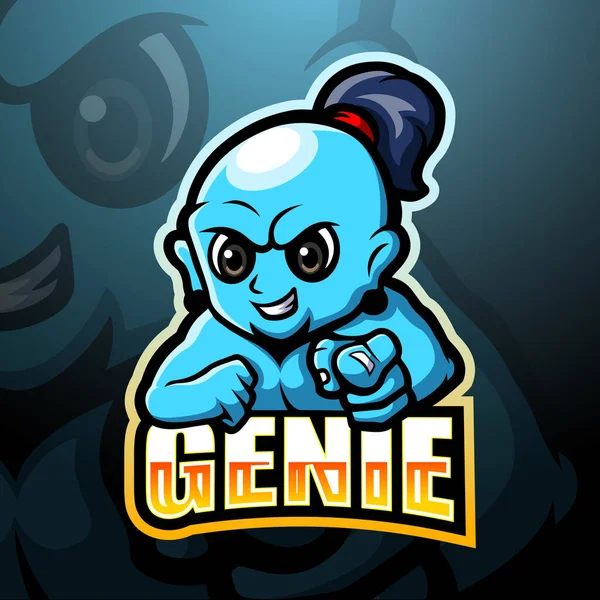 Vektor Illustration Genie Maskot Esport Logotyp Design — Stock vektor