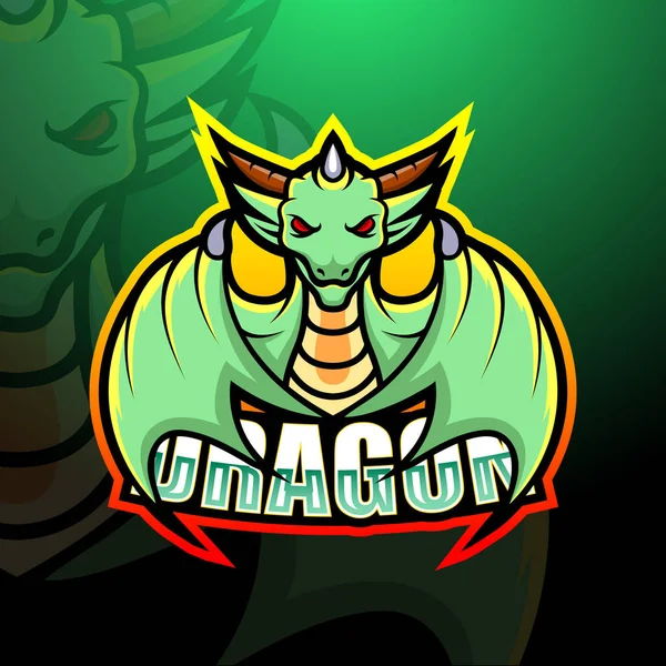 Ilustração Vetorial Dragon Mascot Esport Logo Design —  Vetores de Stock