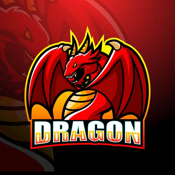 Illustration Vectorielle Mascotte Dragon Esport Logo Design — Image vectorielle