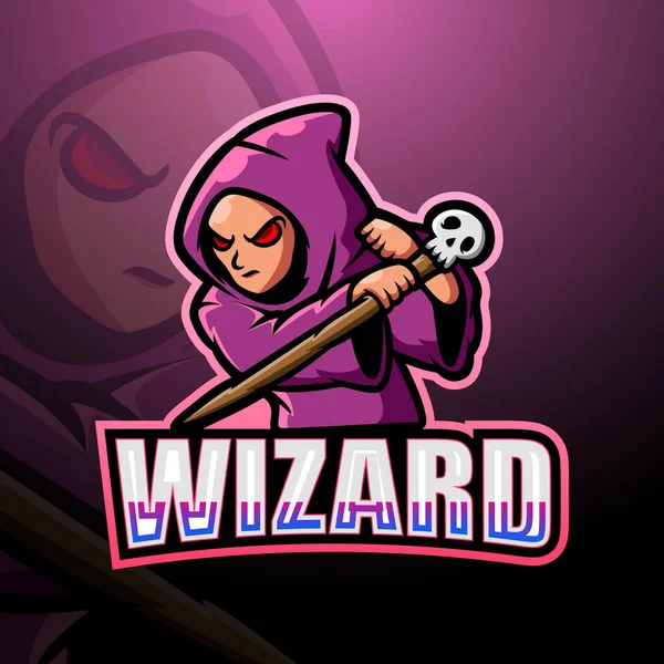 Vector Illustratie Van Wizard Mascotte Esport Logo Ontwerp — Stockvector