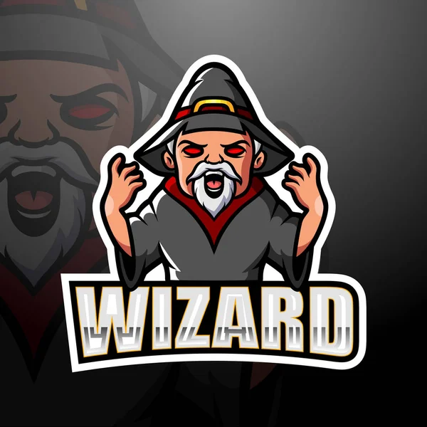 Vector Illustratie Van Wizard Mascotte Esport Logo Ontwerp — Stockvector