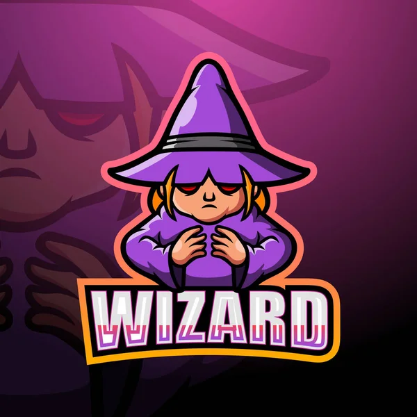 Vector Illustratie Van Wizard Mascotte Esport Logo Ontwerp — Stockvector