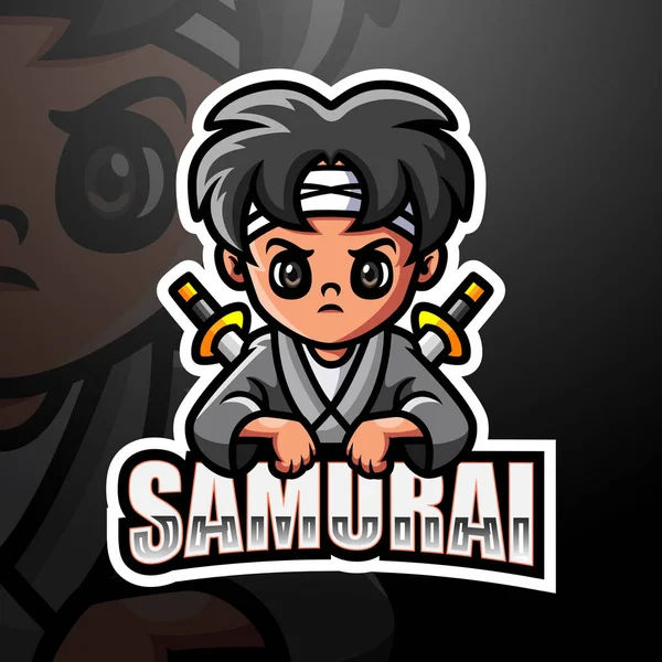 Ilustração Vetorial Samurai Mascote Esport Logotipo Design —  Vetores de Stock