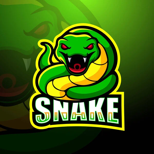 Ilustração Vetorial Design Logotipo Esport Mascote Cobra Verde —  Vetores de Stock