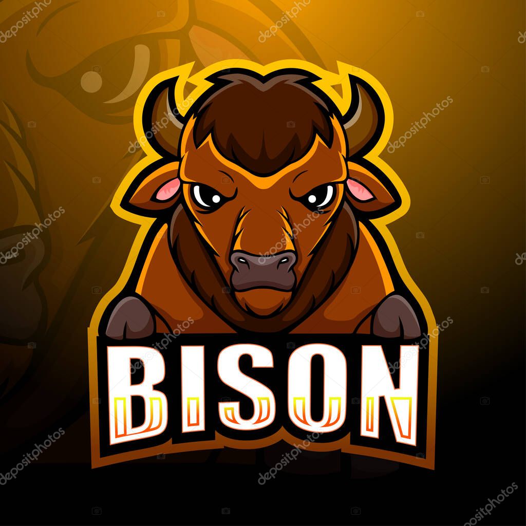 Vector illustration of Bison mascot esport logo design