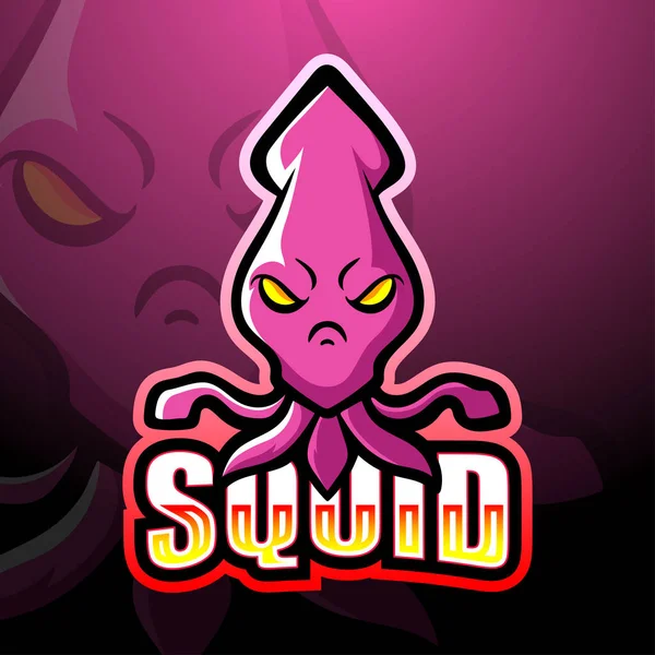 Wektorowa Ilustracja Projektu Logo Esportu Squid — Wektor stockowy