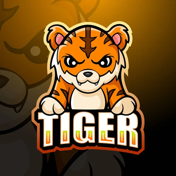 Illustrazione Vettoriale Del Disegno Del Logo Della Mascotte Tiger Esport — Vettoriale Stock