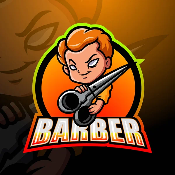 Vektor Illustration Barber Man Maskot Esport Logotyp Design — Stock vektor