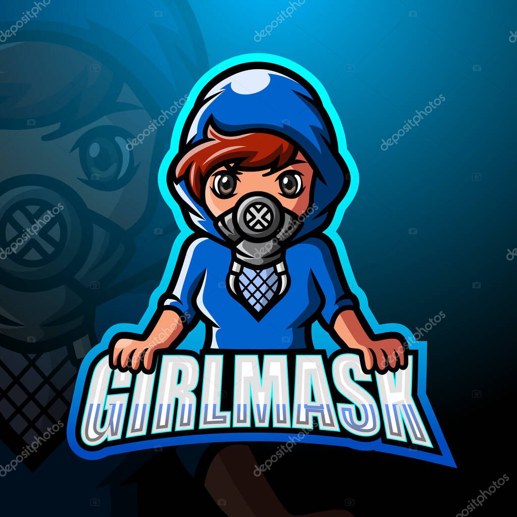 Vector illustration of Girl mask mascot esport logo design