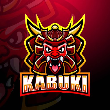 Kabuki maskot esport logo tasarımının vektör illüstrasyonu