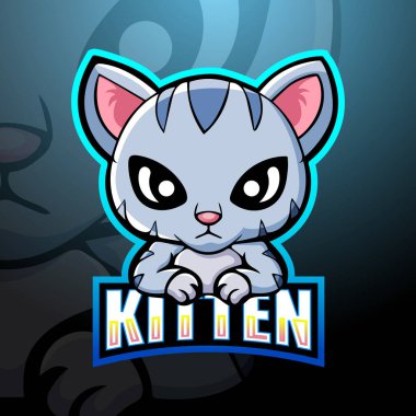 Kedi Maskotu Esport logosunun vektör çizimi