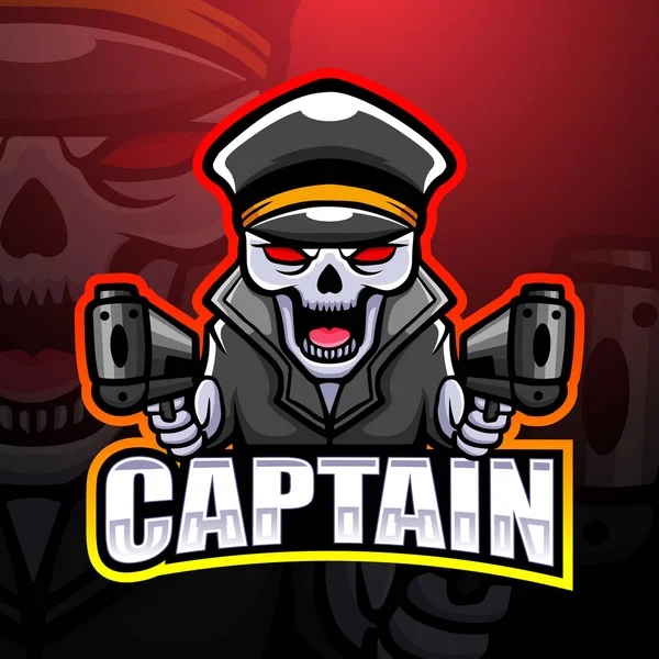 Vector Illustration Captain Skull Mascot Esport Logo Design — Stock Vector
