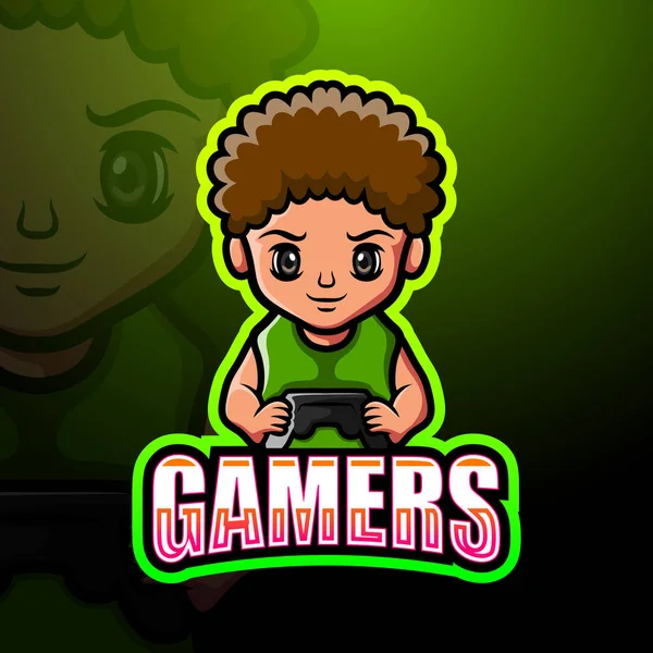 Ilustración Vectorial Gamer Boy Mascota Esport Logo Design — Archivo Imágenes Vectoriales